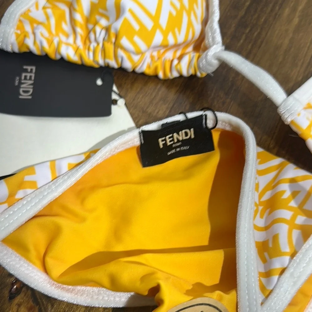 Fendi Yellow and White Swirl Bikini Swimwear - Picture 4 of 9